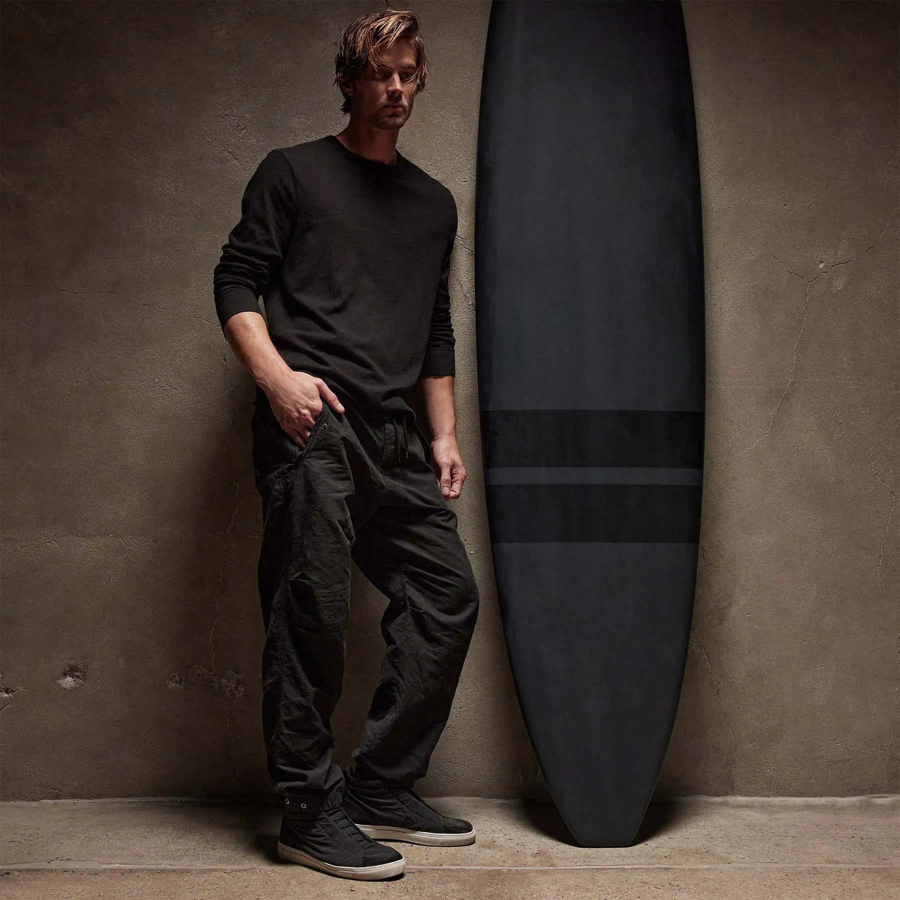 Textured Flight Pant - Black sold by James Perse