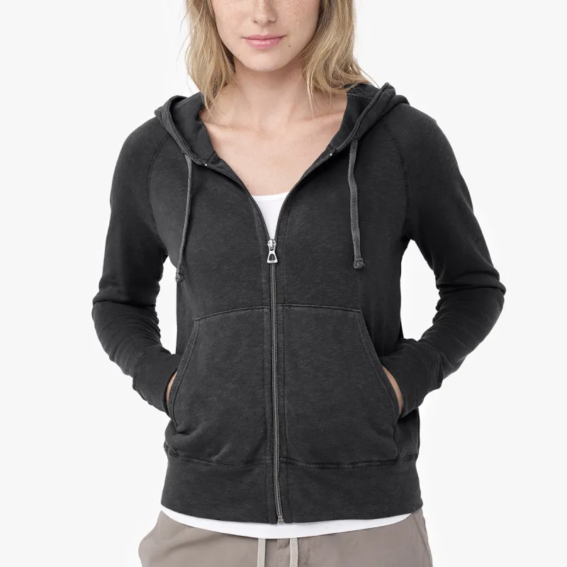 Vintage French Terry Zip Up Hoodie - Carbon Pigment sold by James Perse