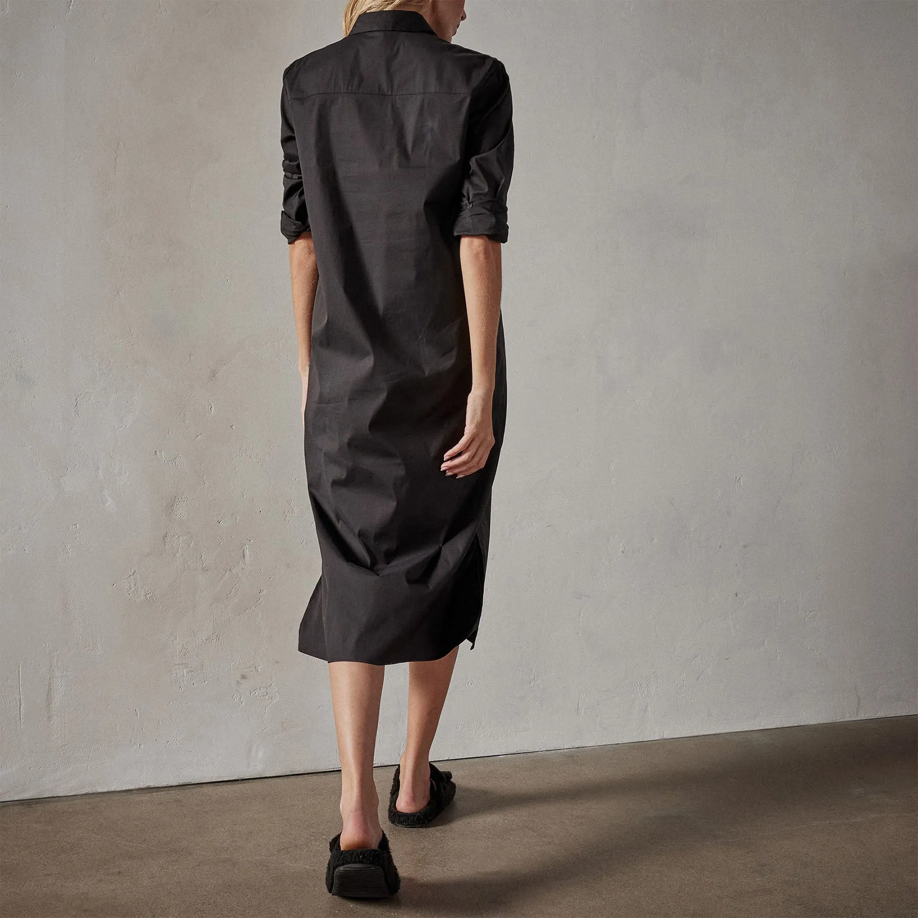 Matte Stretch Poplin Shirt Dress - Black sold by James Perse product image thumbnail 5