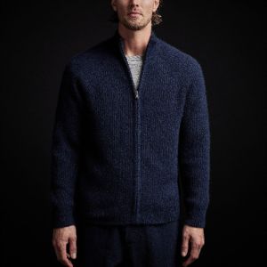 Rib Full Zip Sweater - Deep Navy sold by James Perse