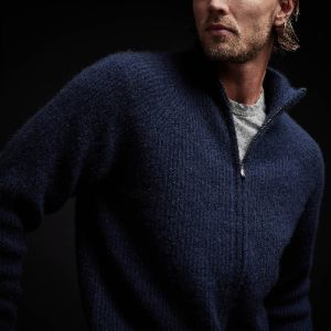 Rib Full Zip Sweater - Deep Navy sold by James Perse