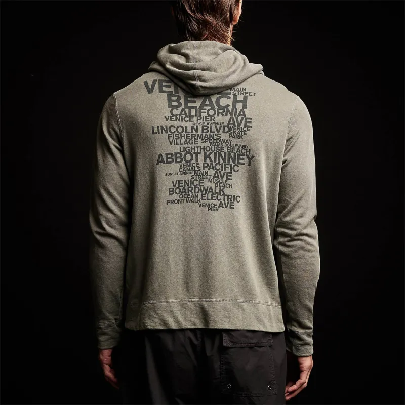 Lightweight Fleece Hoodie Venice Places - Jungle Pigment sold by James Perse