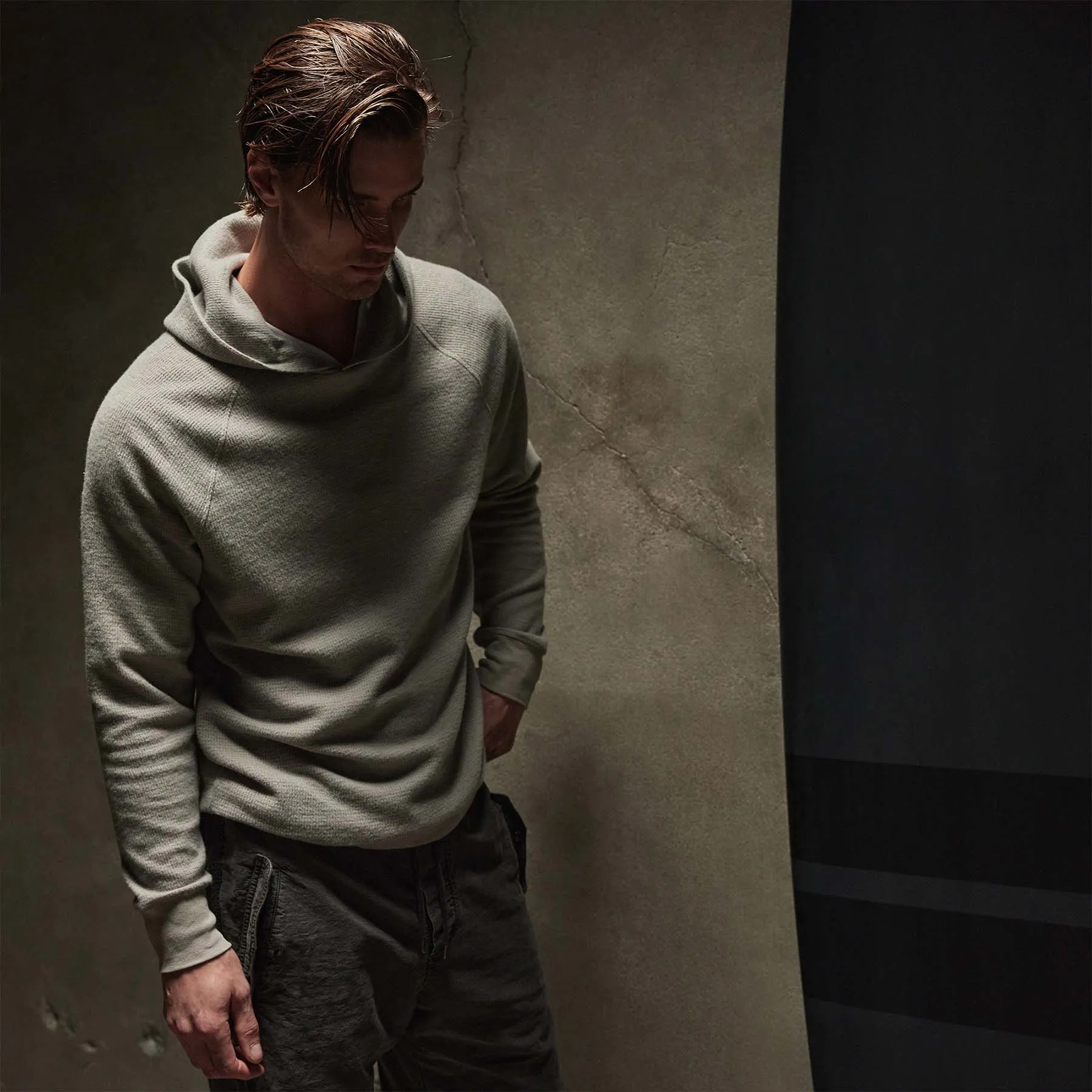 Thermal Knit Hooded Raglan - Dapple sold by James Perse