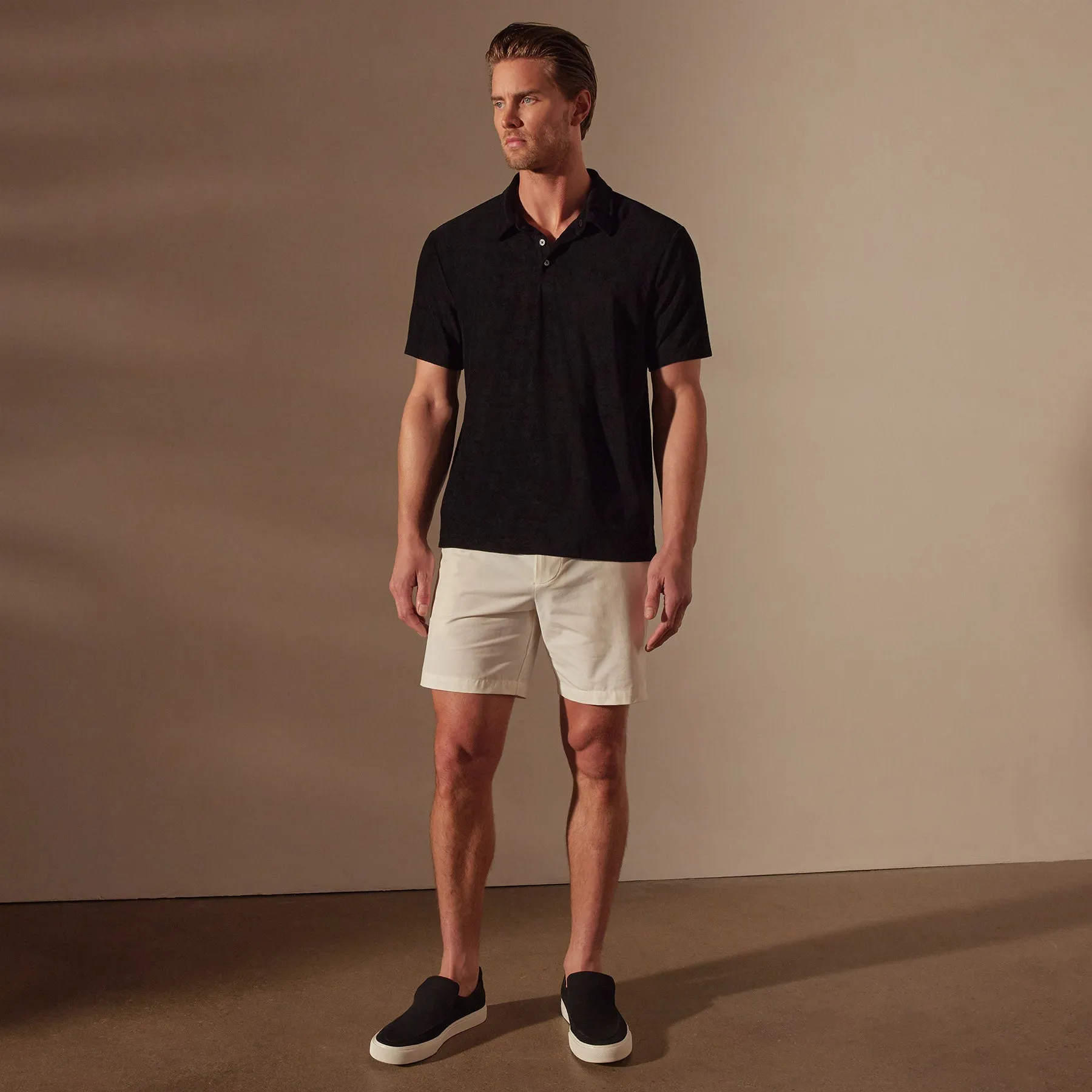 Cotton Terry Short Sleeve Polo - Black sold by James Perse product image thumbnail 3