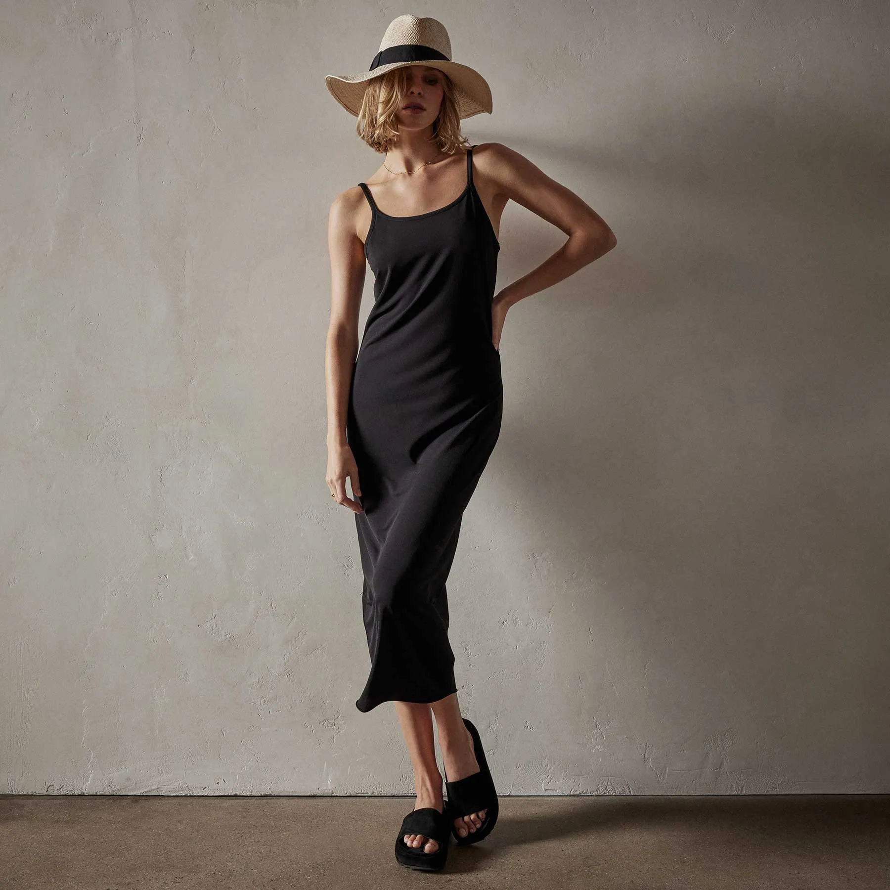 Matte Jersey Tank Dress - Black sold by James Perse
