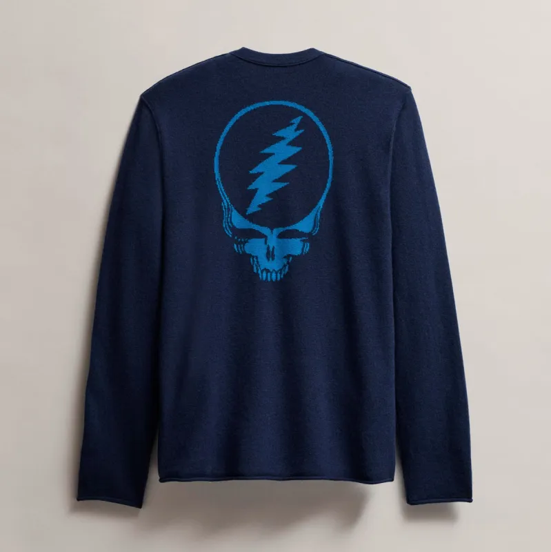 Men's Grateful Dead Recycled Cashmere Sweater - Prussian/ Teal sold by James Perse