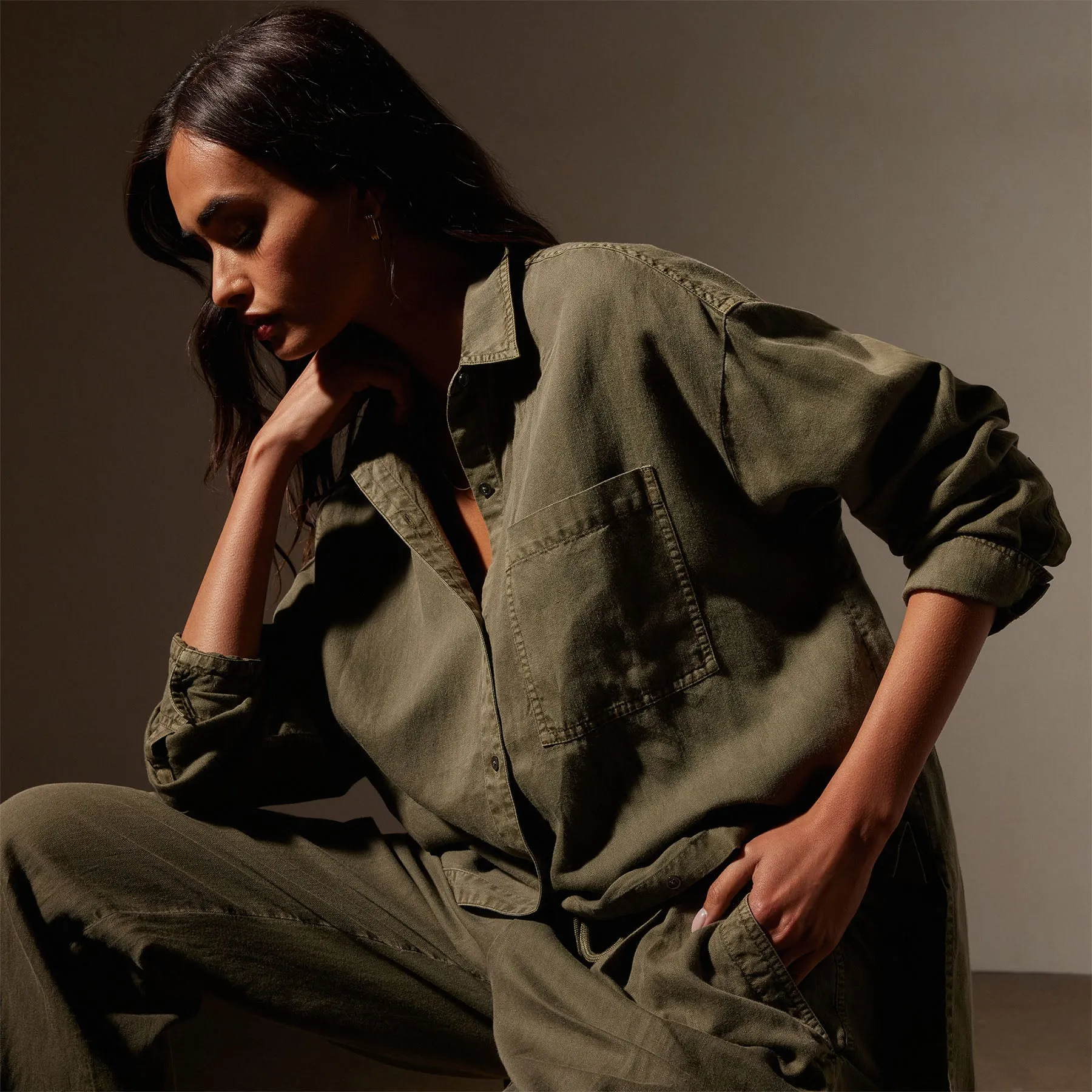 Cotton Linen Twill Shirt - Trooper Pigment sold by James Perse product image thumbnail 2