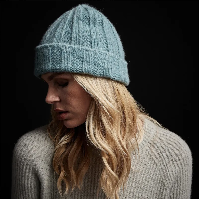 Textured Cashmere Beanie - Aqua sold by James Perse
