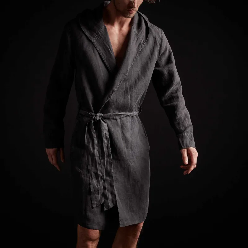 Linen Hooded Robe - Magma Pigment sold by James Perse