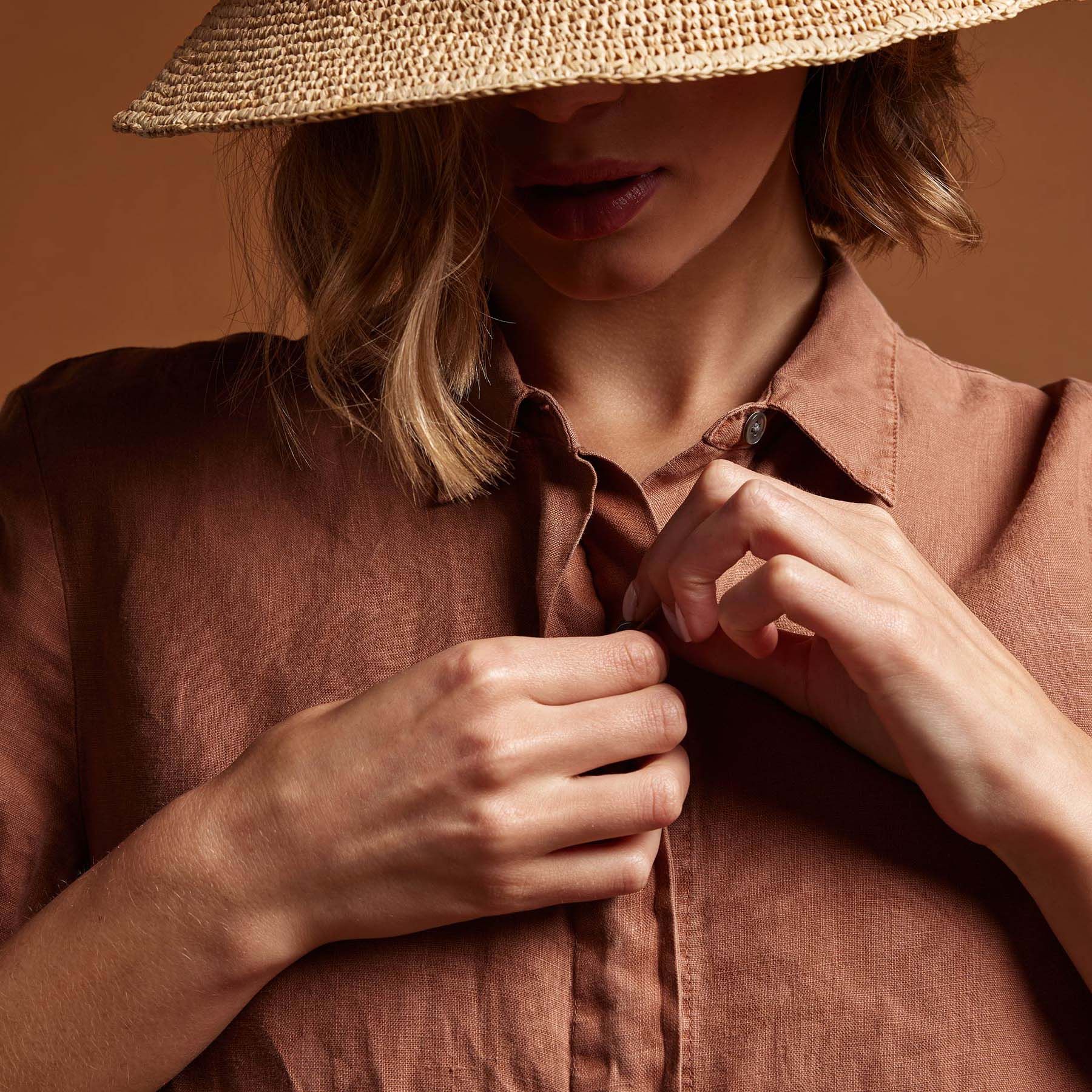 Short Sleeve Linen Shirt - Nutmeg Pigment sold by James Perse product image thumbnail 2