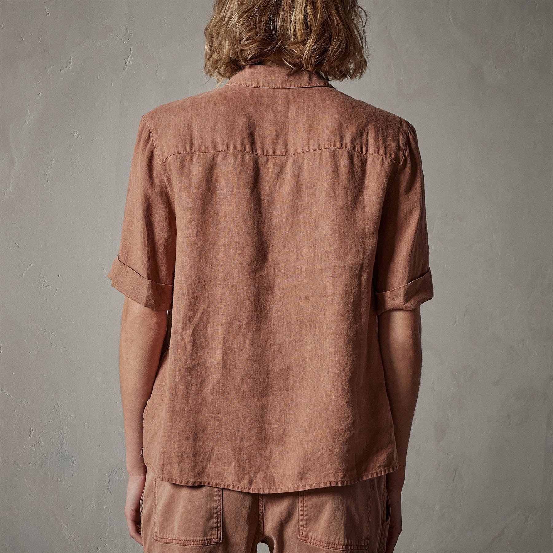Short Sleeve Linen Shirt - Nutmeg Pigment sold by James Perse product image thumbnail 4