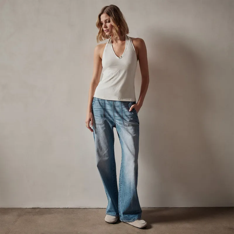 Stretch Velvet Halter Neck Top - Canvas made by James Perse
