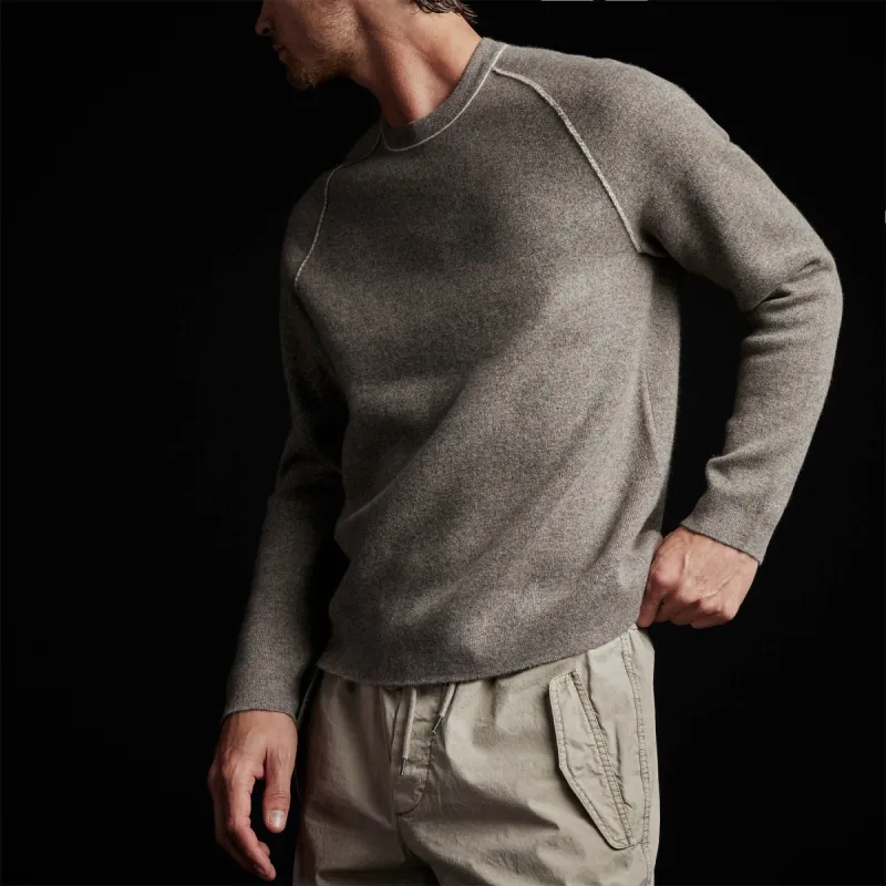 Recycled Cashmere Double Bed Raglan Crew - Cement/Stone sold by James Perse