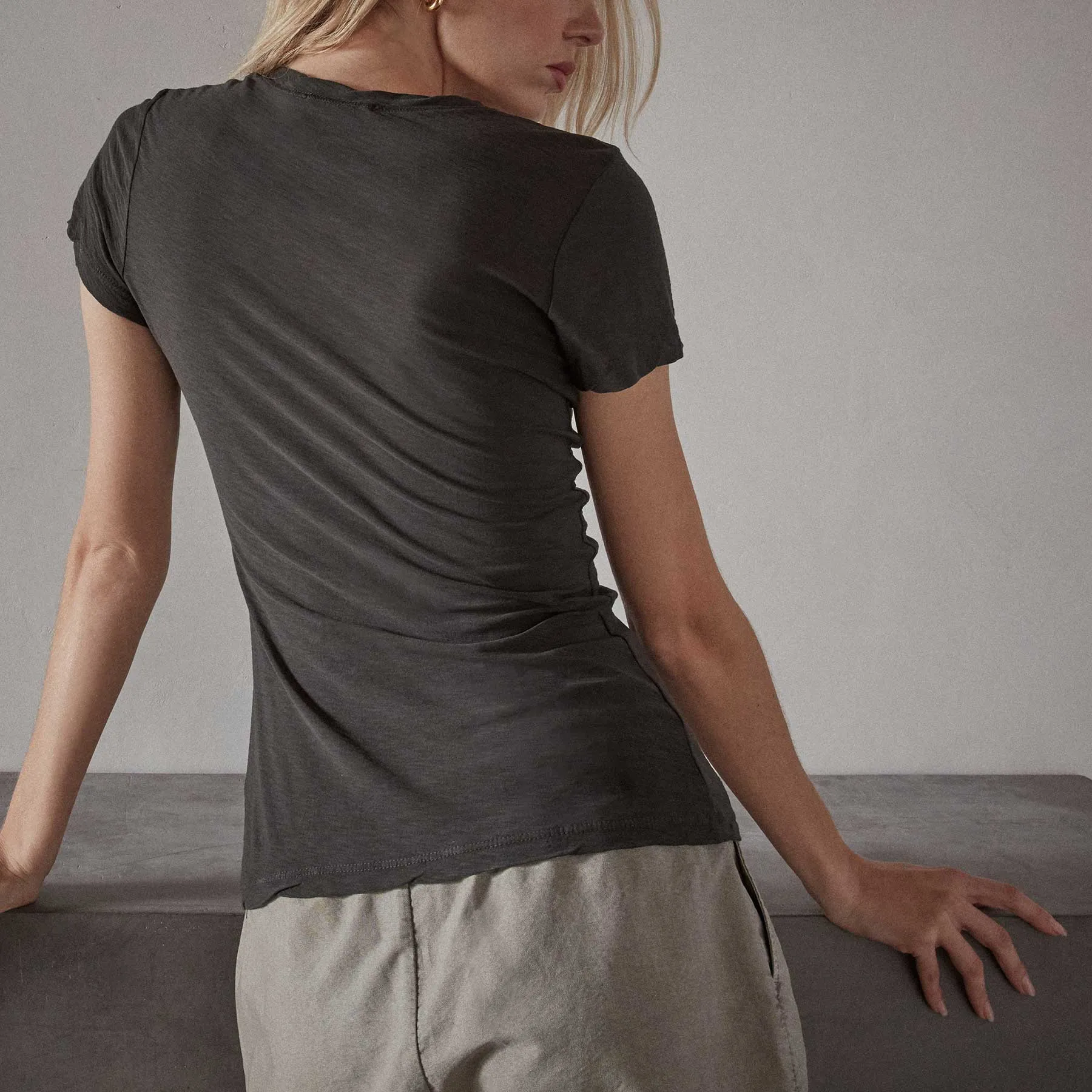 Sheer Slub Casual V Neck - Carbon sold by James Perse product image thumbnail 4