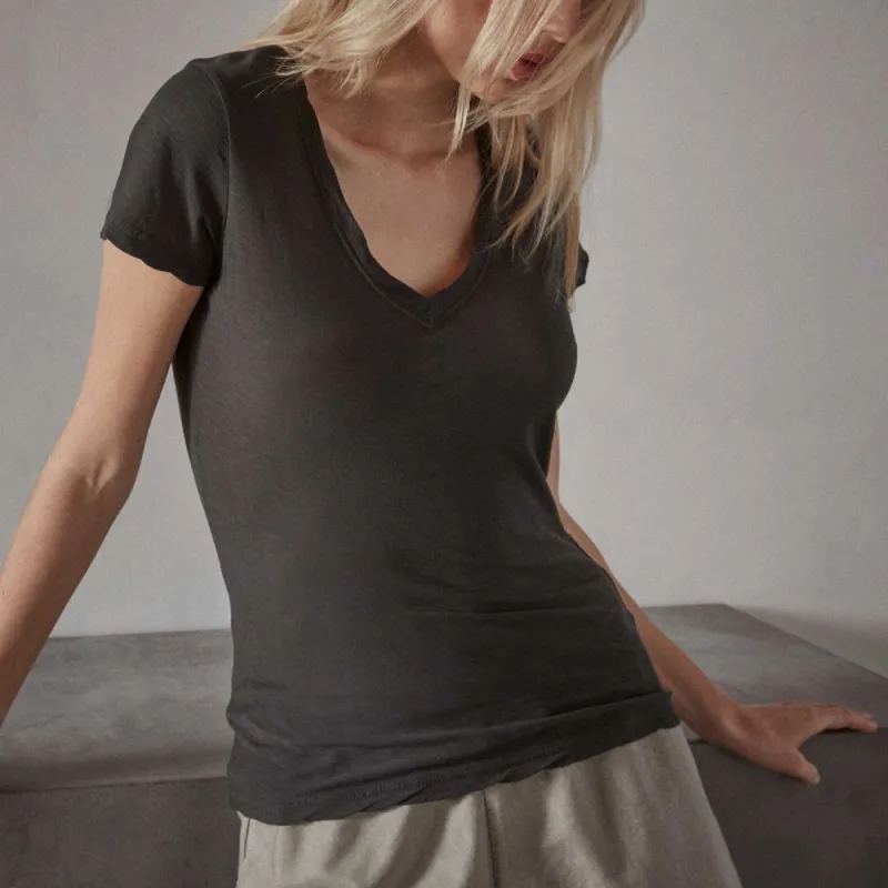 Sheer Slub Casual V Neck - Carbon sold by James Perse