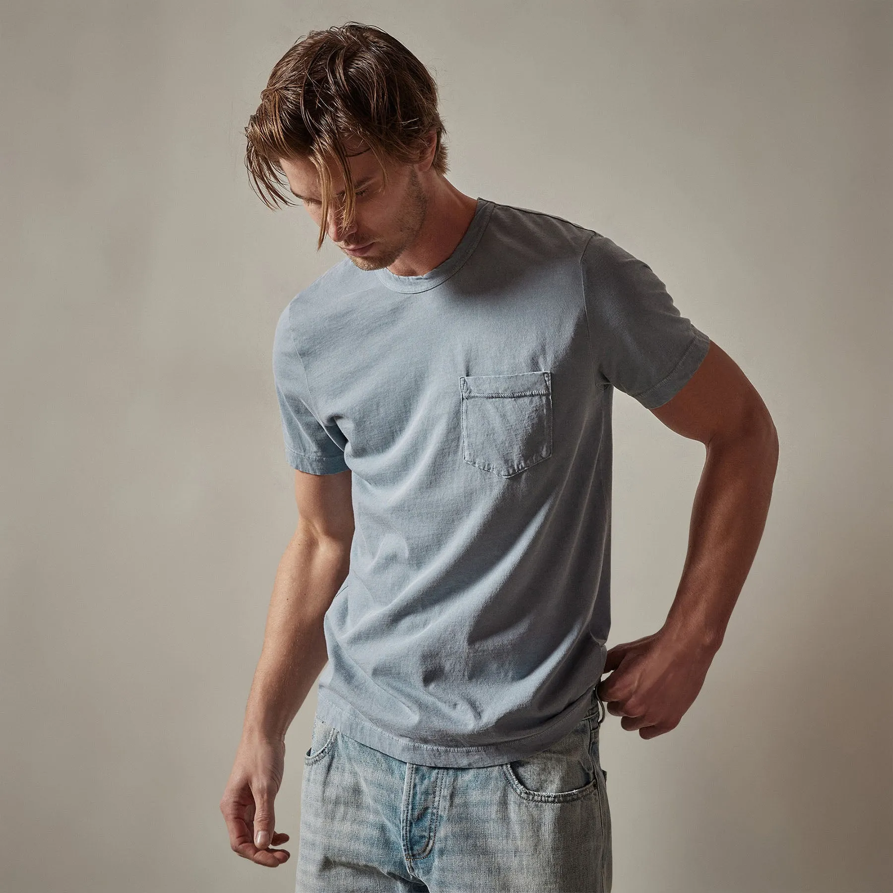 Lightweight Jersey Pocket Tee - Bluestone Pigment sold by James Perse