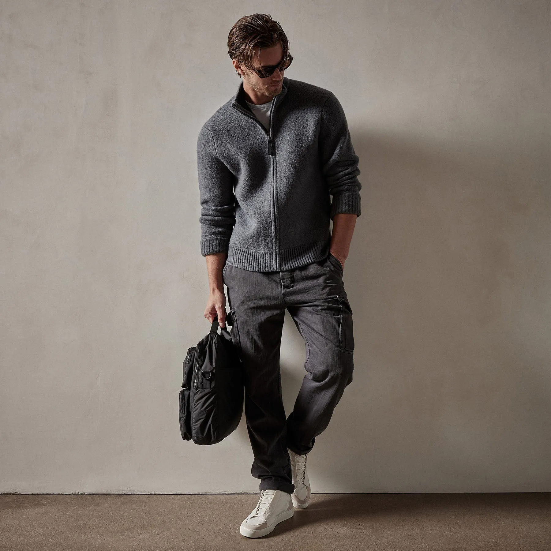 Cashmere Blend Zip Cardigan - Flint sold by James Perse