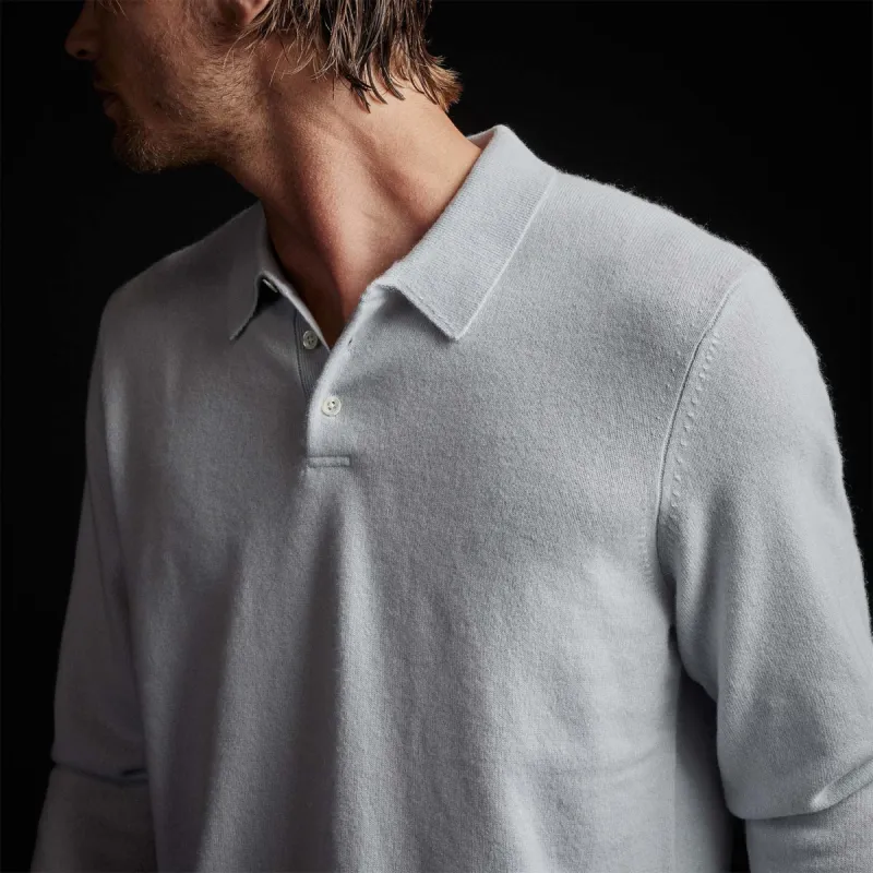 Recycled Cashmere Long Sleeve Polo - Clear Blue sold by James Perse