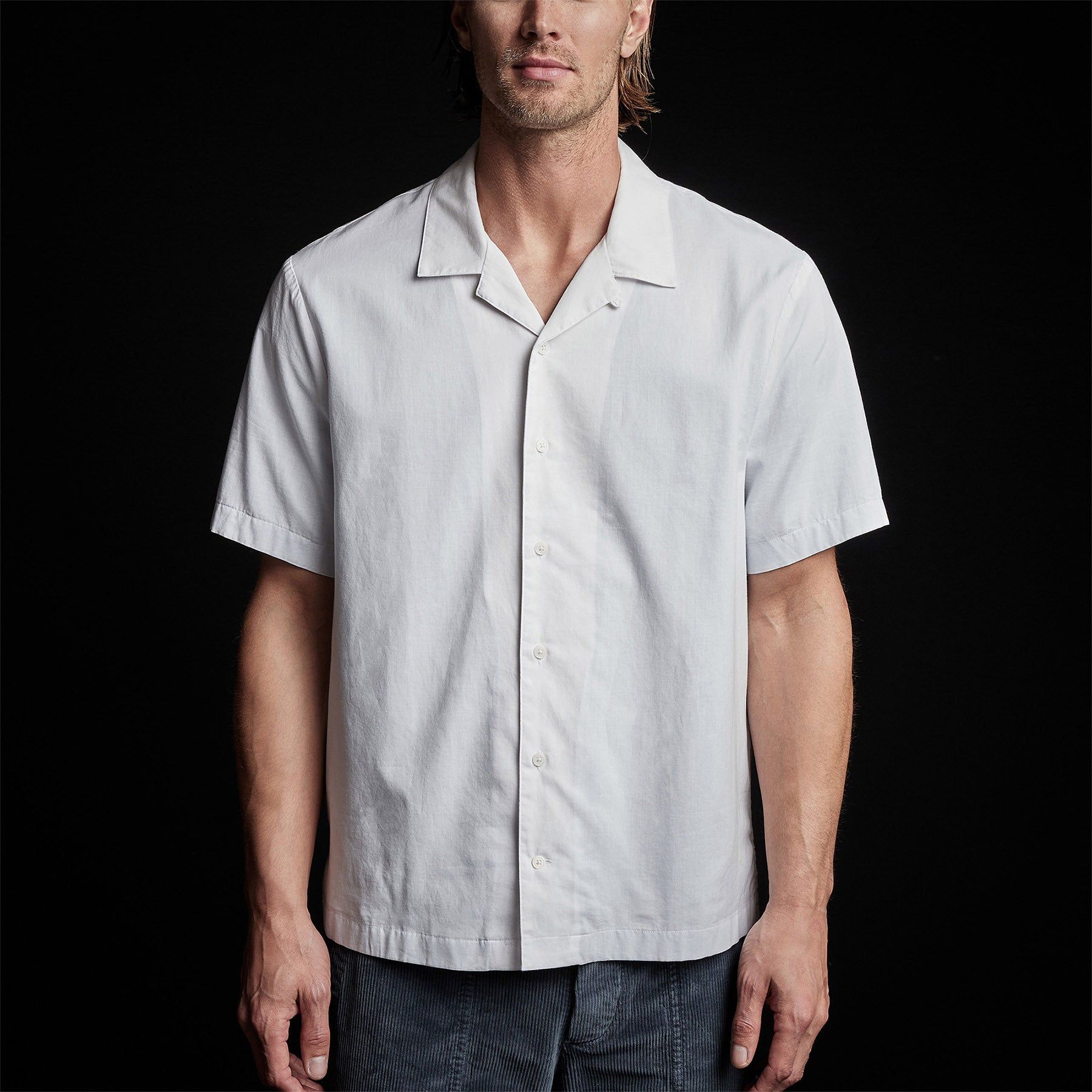 Double Layer Short Sleeve Shirt - White/Baby Blue sold by James Perse product image thumbnail 4