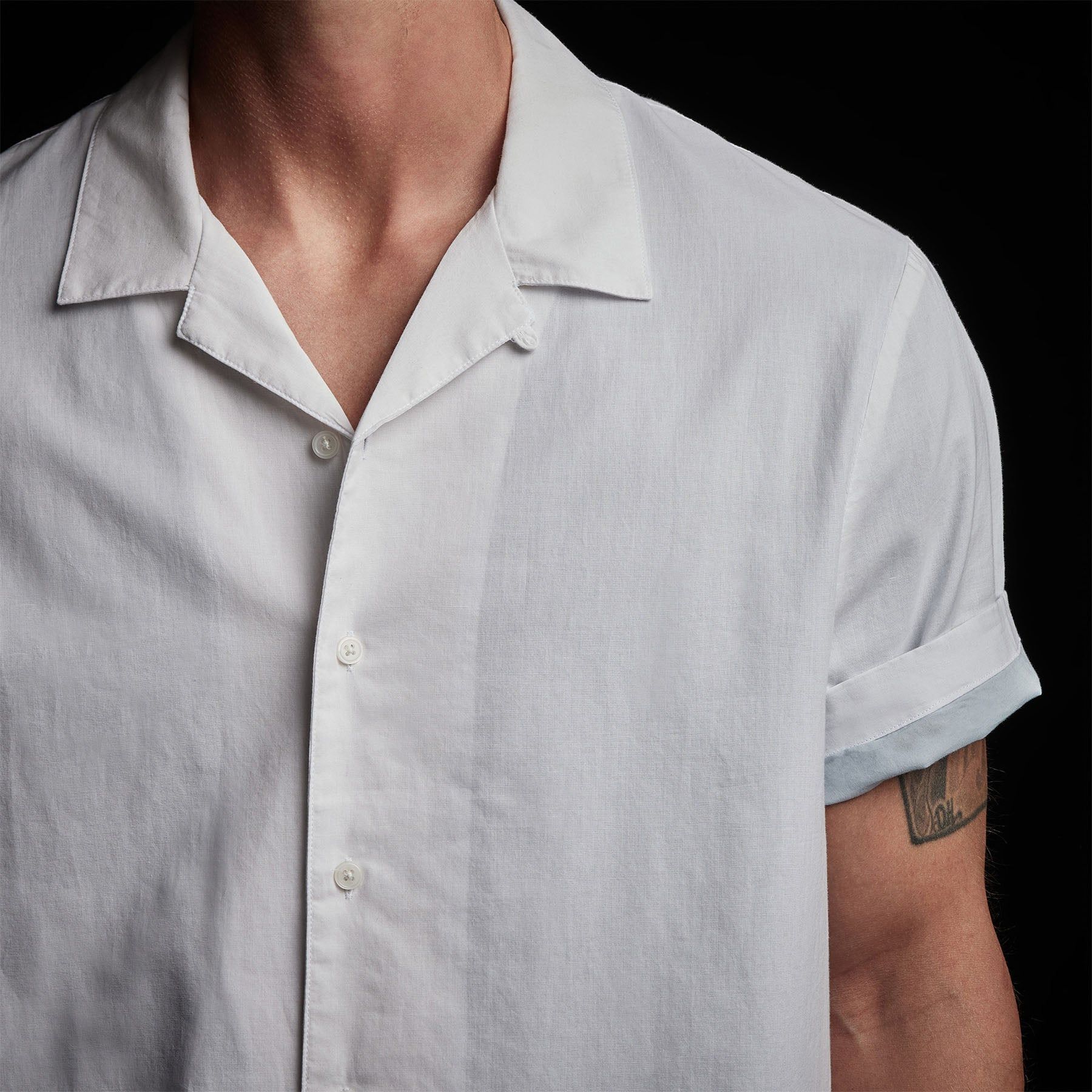 Double Layer Short Sleeve Shirt - White/Baby Blue sold by James Perse product image thumbnail 3