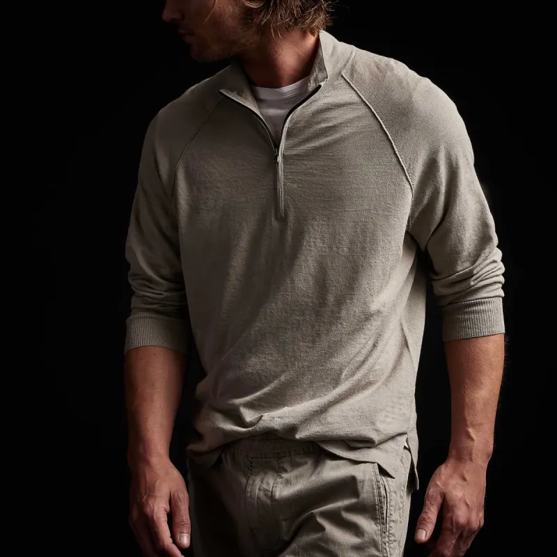 Linen Blend Half Zip Sweater - Mineral sold by James Perse