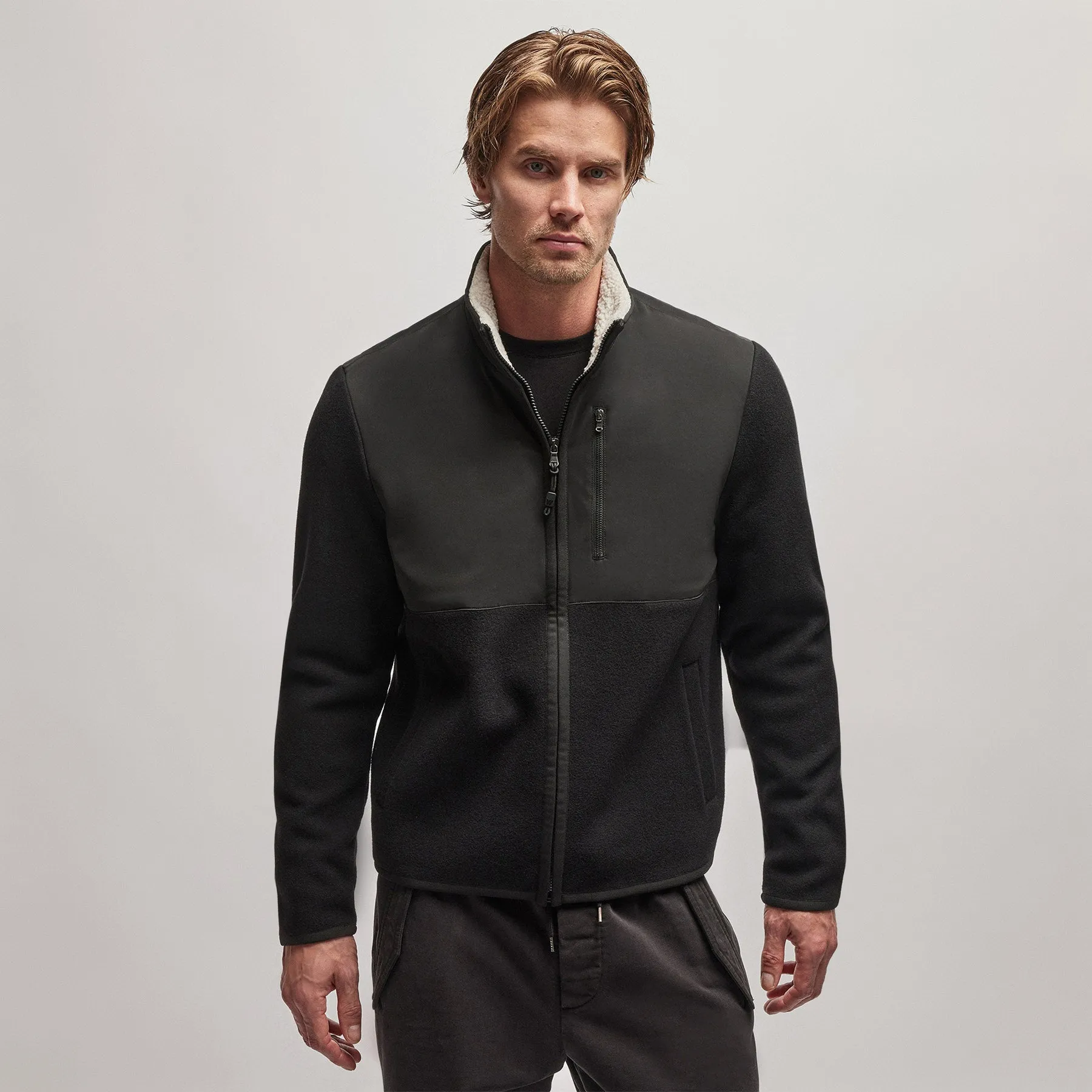 Wool Jersey Mixed Media Jacket - Black sold by James Perse product image thumbnail 3