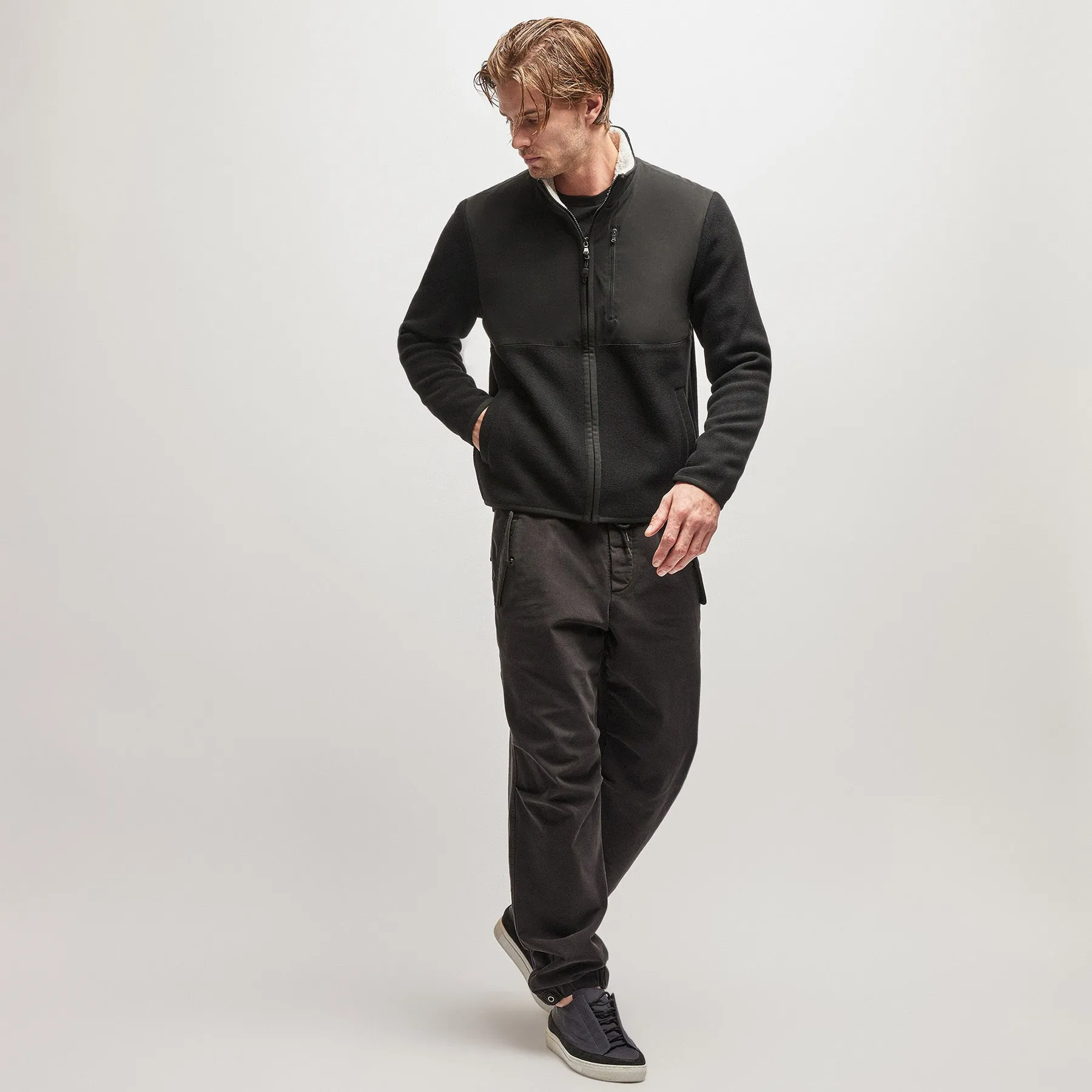 Wool Jersey Mixed Media Jacket - Black sold by James Perse product image thumbnail 2
