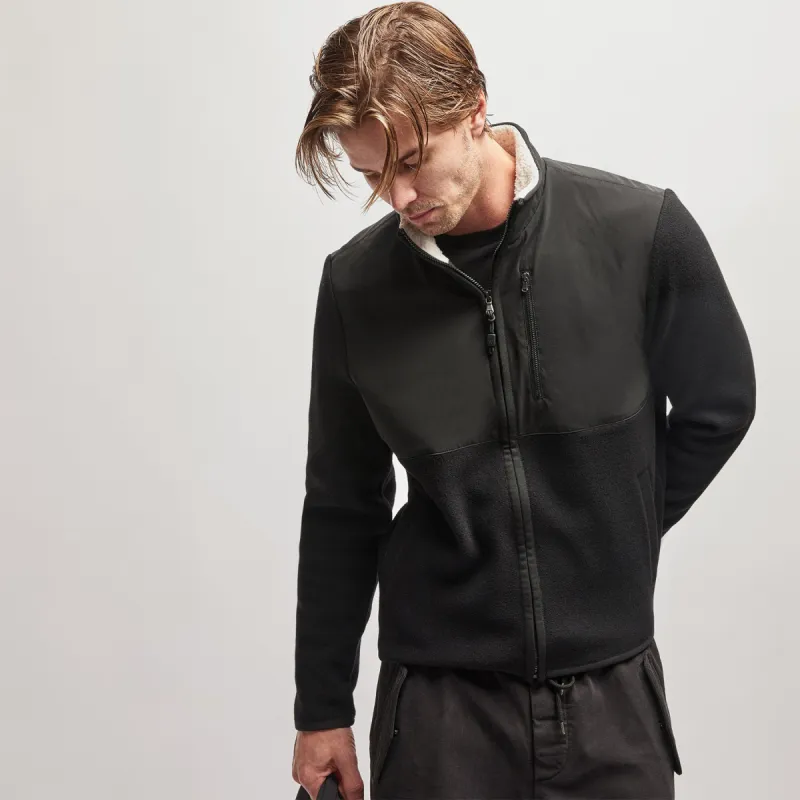 Wool Jersey Mixed Media Jacket - Black sold by James Perse