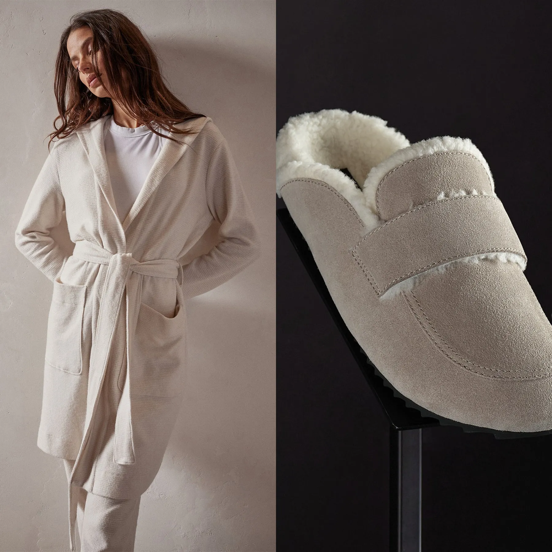 Women's Robe and Loafer Lounge Gift Set - Oyster sold by James Perse