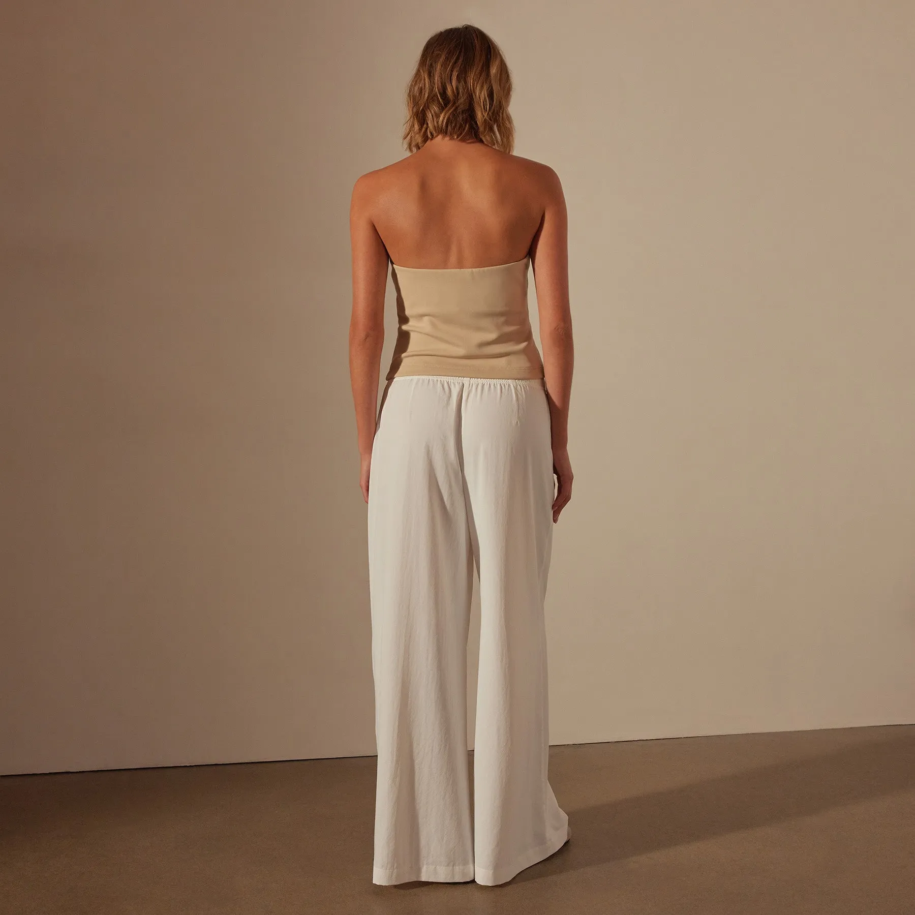 Lightweight Matte Satin Wide Leg Pant - White sold by James Perse product image thumbnail 4