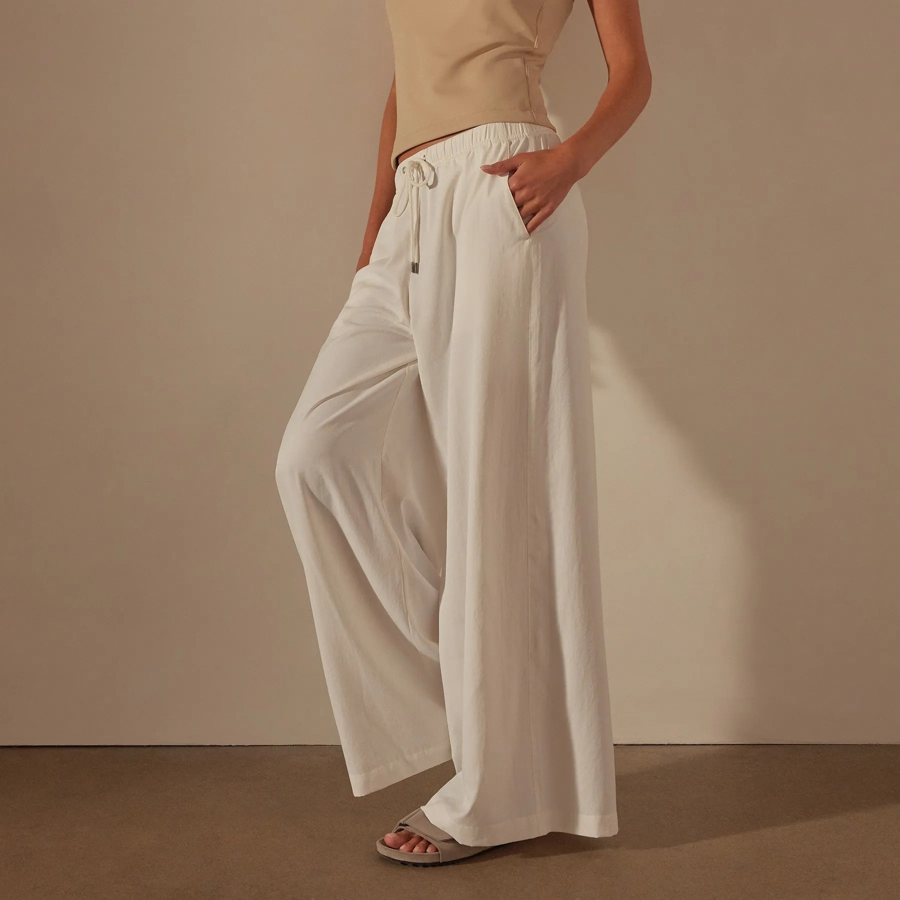 Lightweight Matte Satin Wide Leg Pant - White sold by James Perse product image thumbnail 2