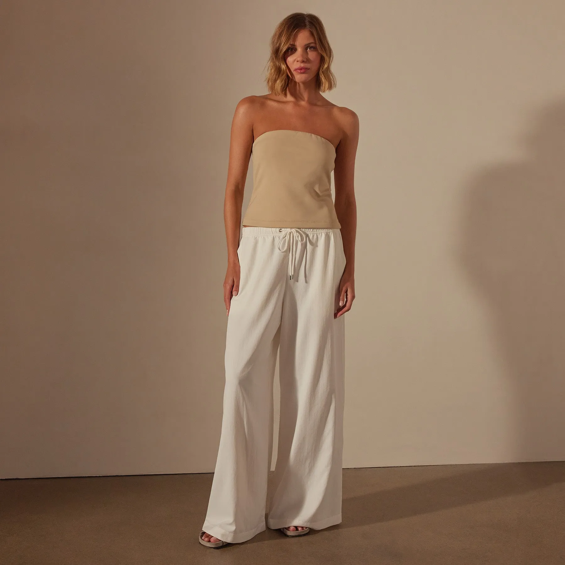 Lightweight Matte Satin Wide Leg Pant - White sold by James Perse product image thumbnail 3