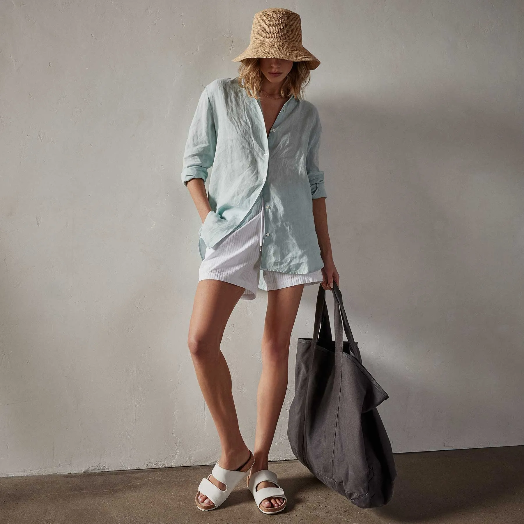 Lightweight Linen Shirt - Ocean Spray Pigment sold by James Perse