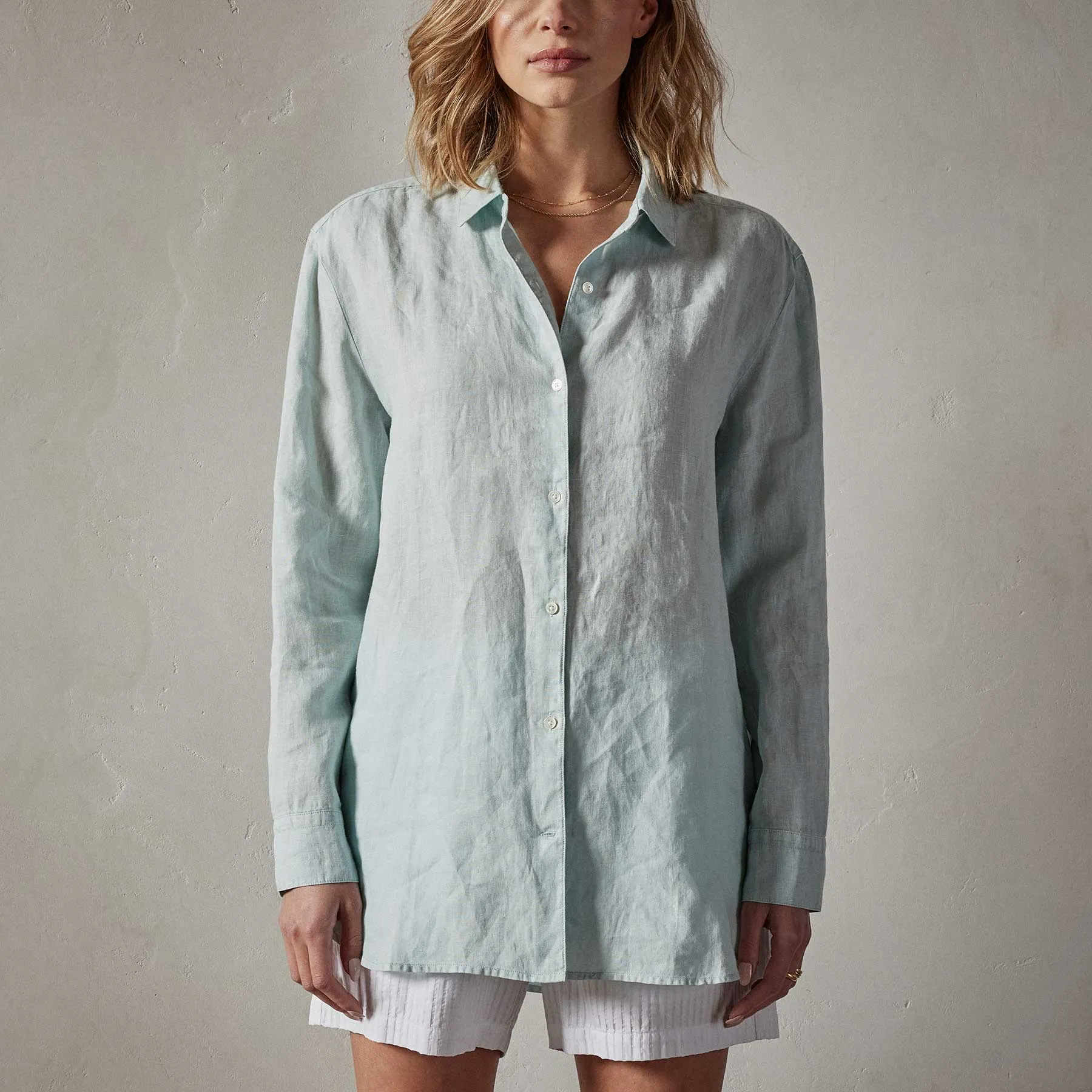 Lightweight Linen Shirt - Ocean Spray Pigment sold by James Perse product image thumbnail 3