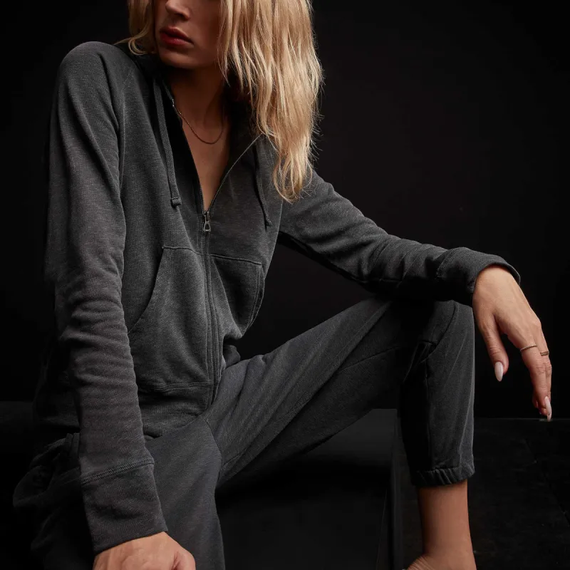 Vintage French Terry Zip Up Hoodie - Magma Pigment sold by James Perse