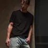 Slub Jersey Short Sleeve Crew - Black sold by James Perse