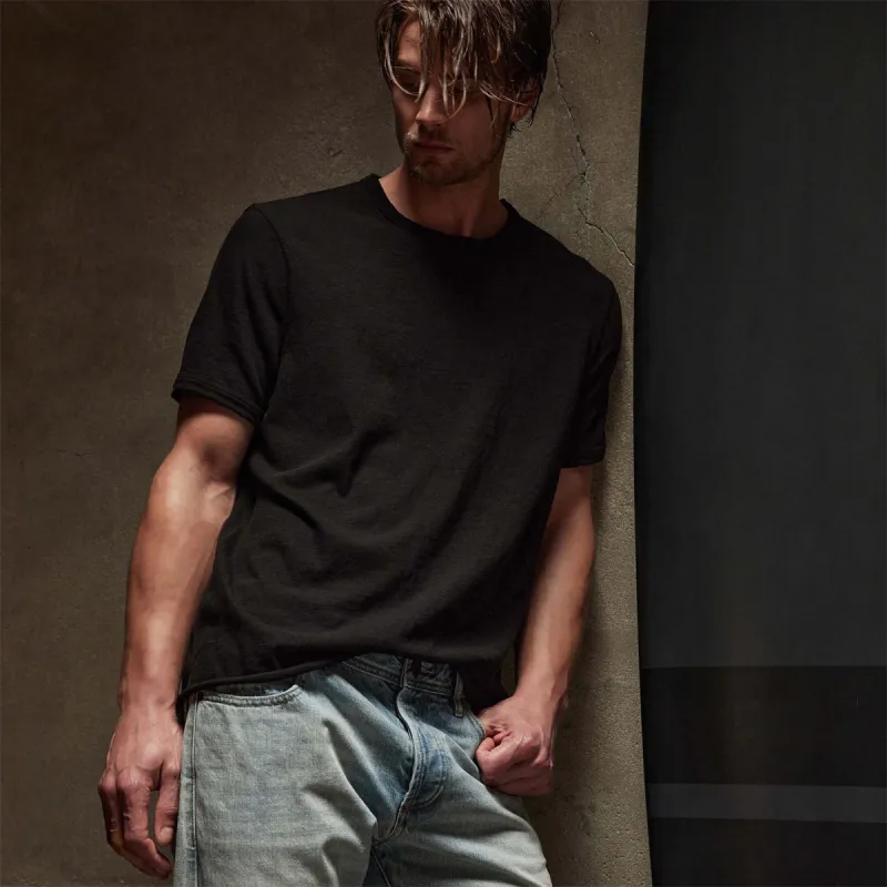 Slub Jersey Short Sleeve Crew - Black sold by James Perse