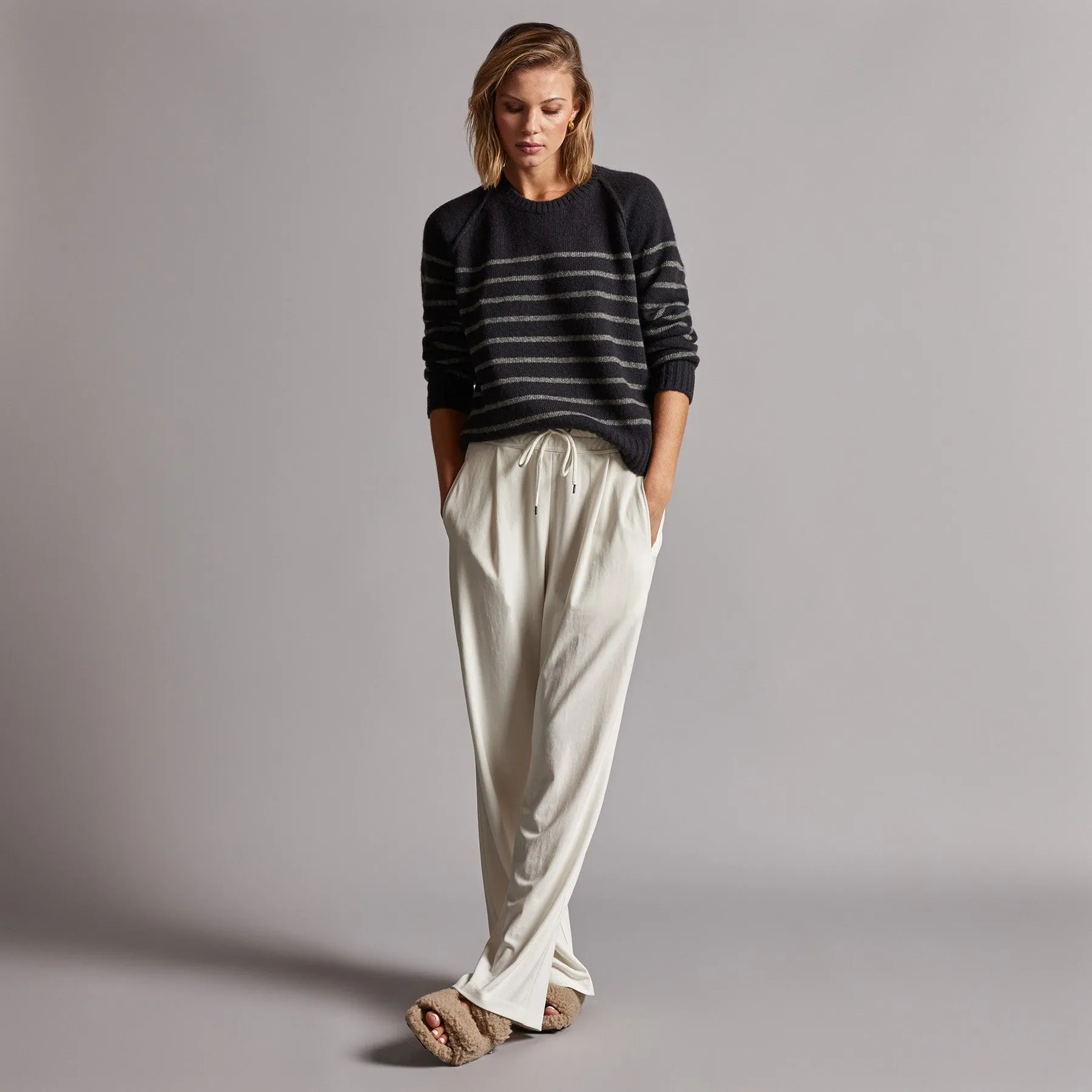 Nautical Stripe Cashmere Sweater - Black/Thunder sold by James Perse product image thumbnail 3