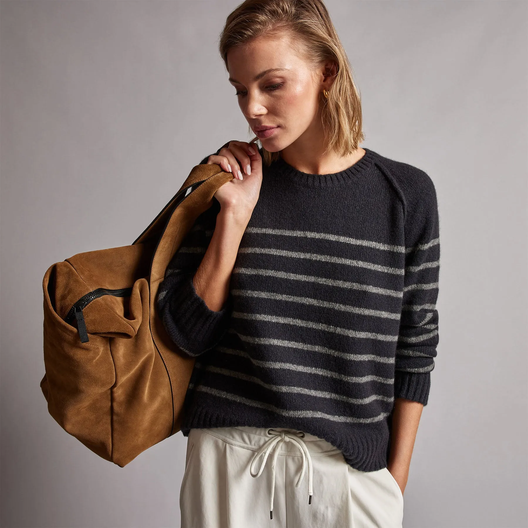 Nautical Stripe Cashmere Sweater - Black/Thunder sold by James Perse product image thumbnail 2