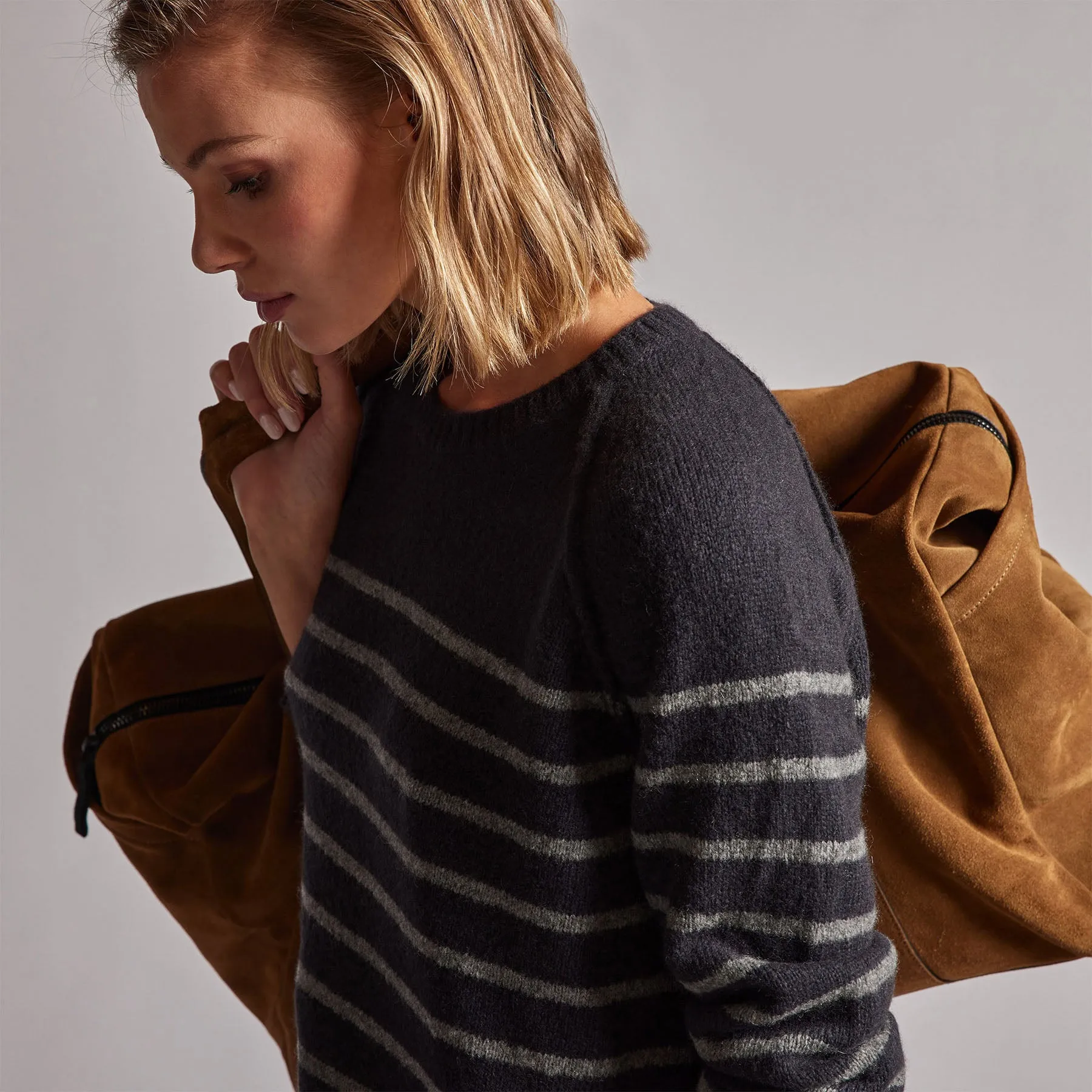 Nautical Stripe Cashmere Sweater - Black/Thunder sold by James Perse product image thumbnail 4