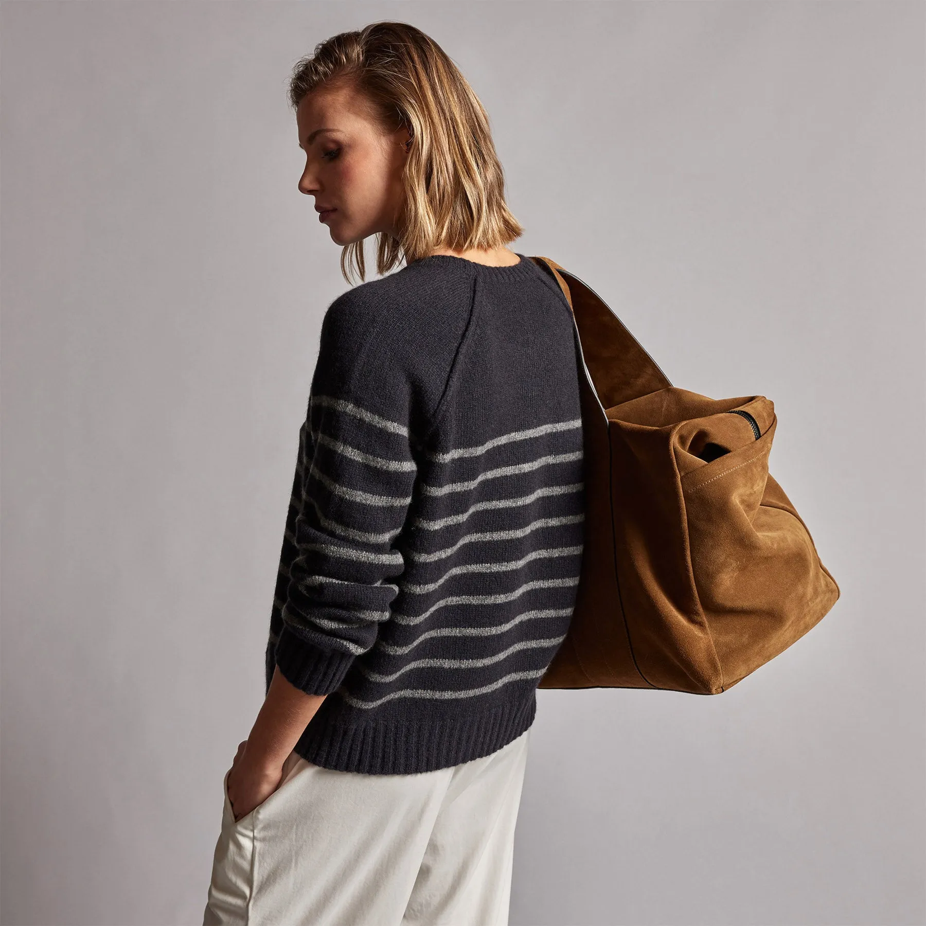 Nautical Stripe Cashmere Sweater - Black/Thunder sold by James Perse product image thumbnail 5