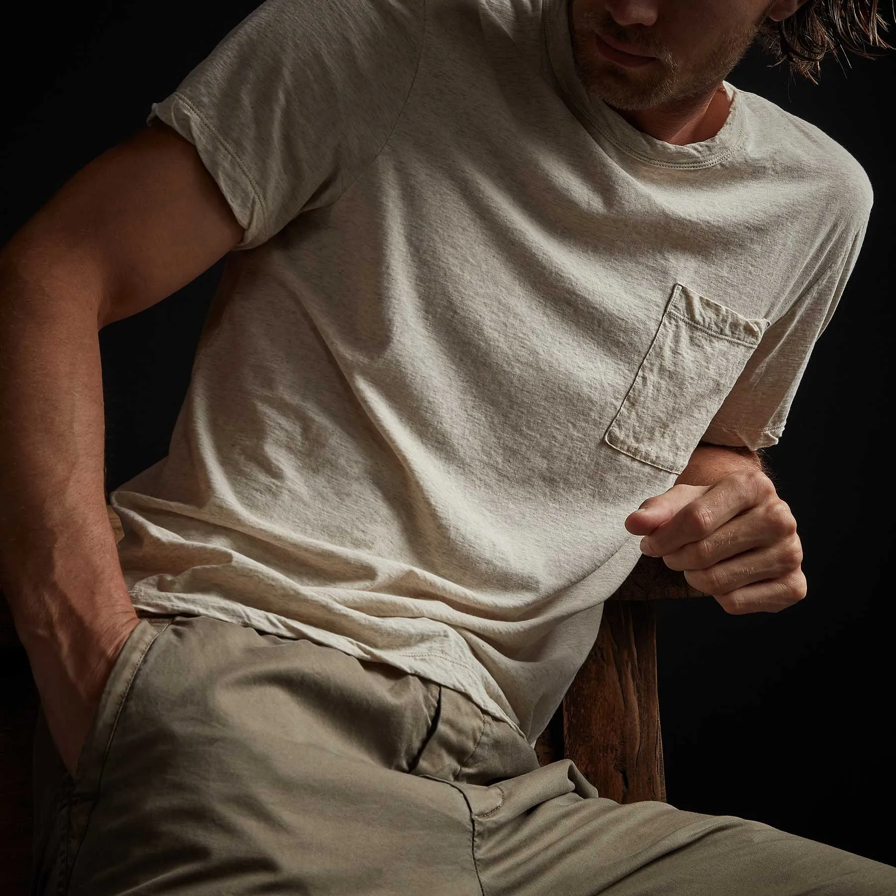 High Twist Recycled Jersey Pocket Tee - Heather Natural sold by James Perse product image thumbnail 2