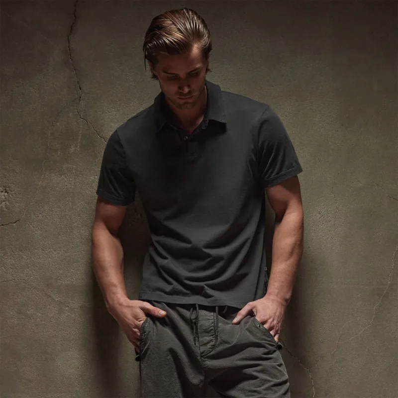 Sueded Jersey Polo - Carbon Pigment sold by James Perse