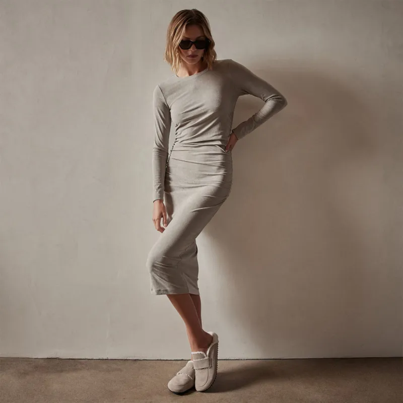 Ruched Velvet Long Sleeve Dress - Dapple sold by James Perse