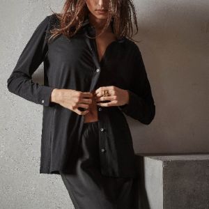 Clean Finish Jersey Shirt - Black sold by James Perse
