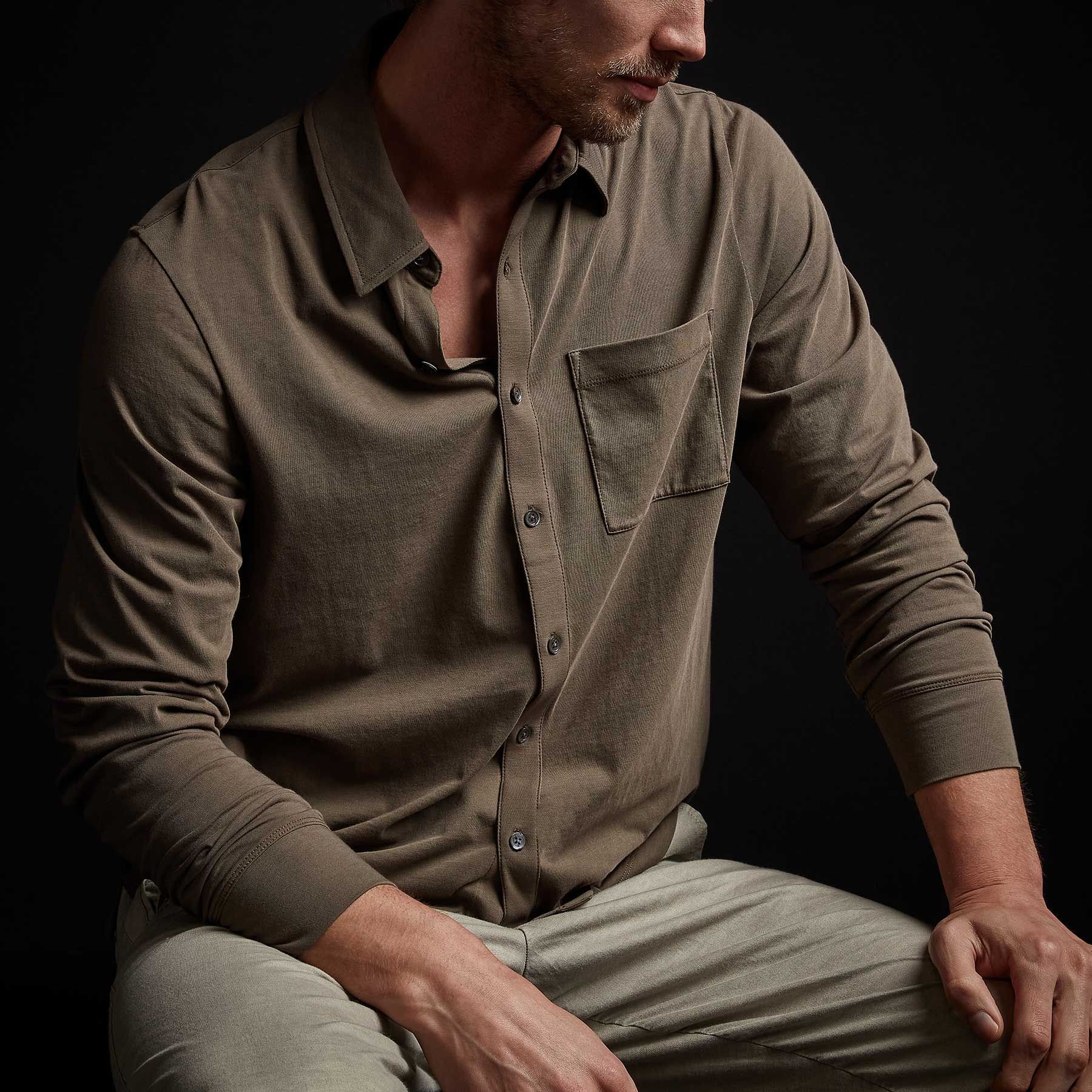 Clean Finish Jersey Shirt - Old Whiskey sold by James Perse product image thumbnail 2