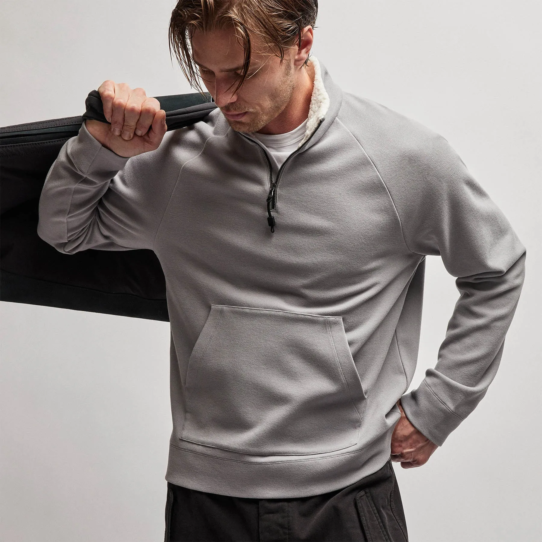 Sherpa Lined Scuba Half Zip - Silver Grey sold by James Perse product image thumbnail 3