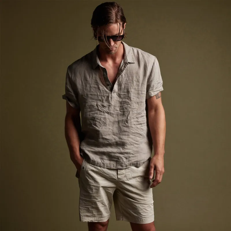 Linen Pullover Polo - Silt Pigment made by James Perse