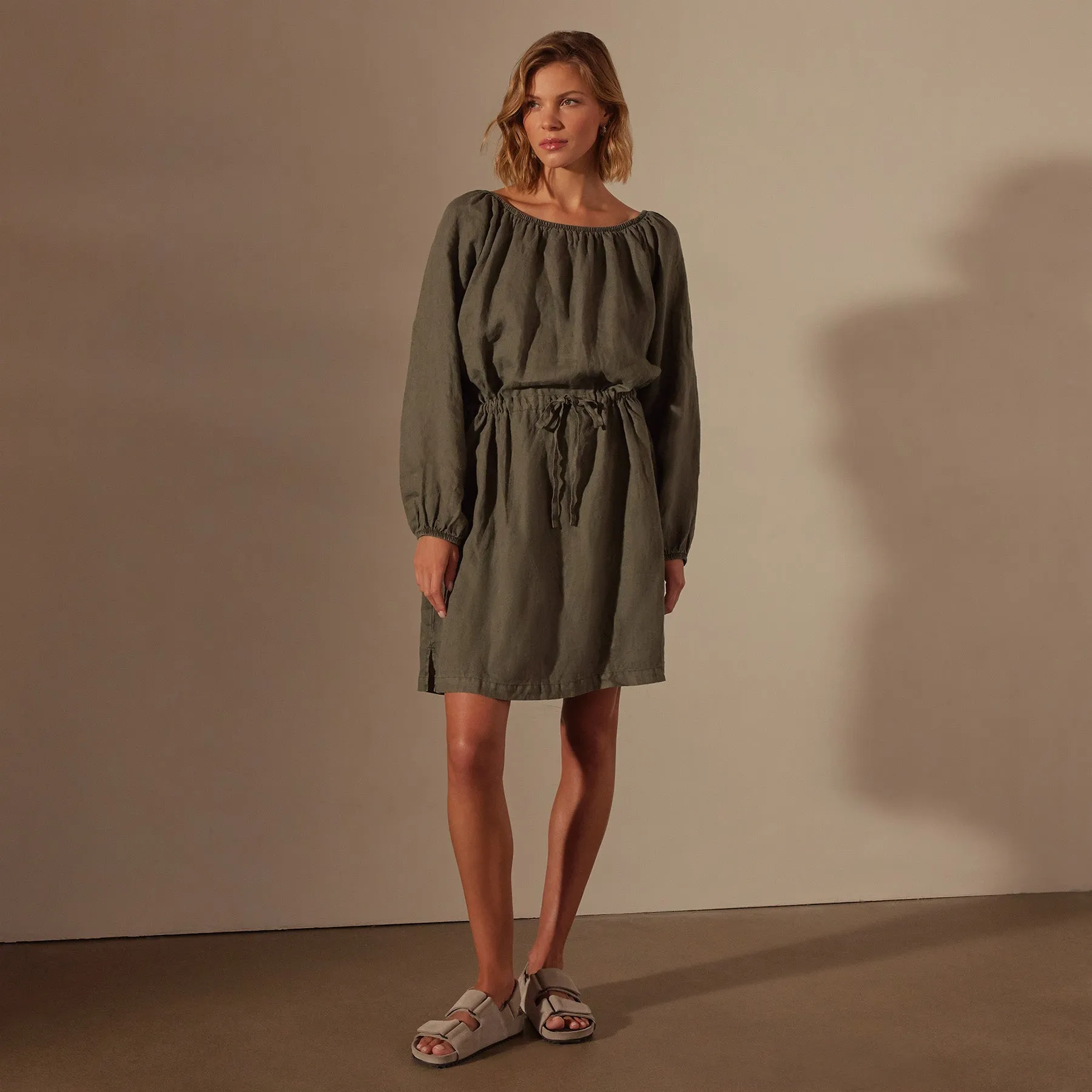Gathered Linen Dress - Palm Pigment sold by James Perse product image thumbnail 3