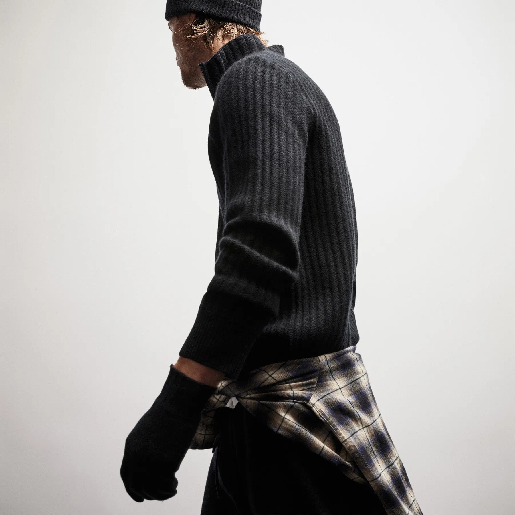 Recycled Cashmere Ribbed Zip Up - Black sold by James Perse product image thumbnail 5